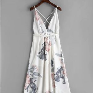 Floral Criss Cross Back Maxi Dress